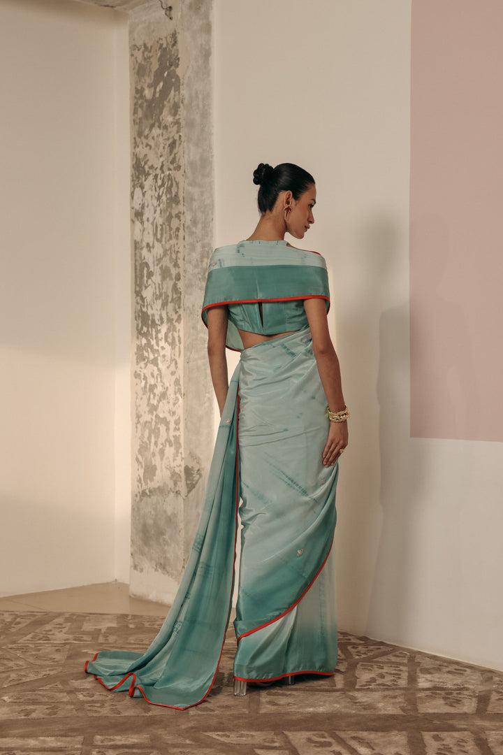 Light Blue Tie-dye Crepe Saree