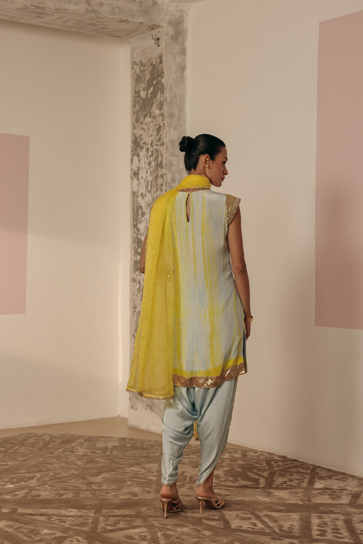 Yellow Organza Mukaish Dupatta