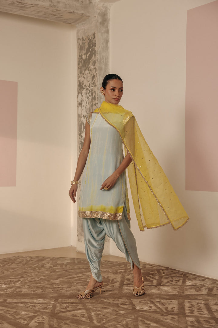 Yellow Organza Mukaish Dupatta