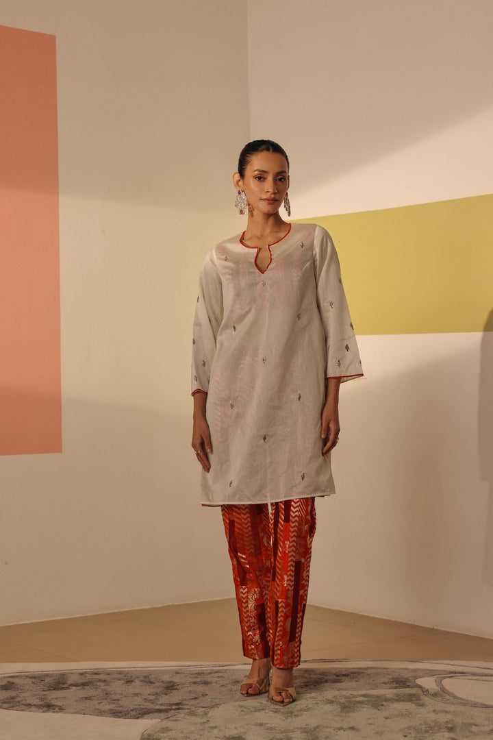 Ivory Silk Chanderi Kurta