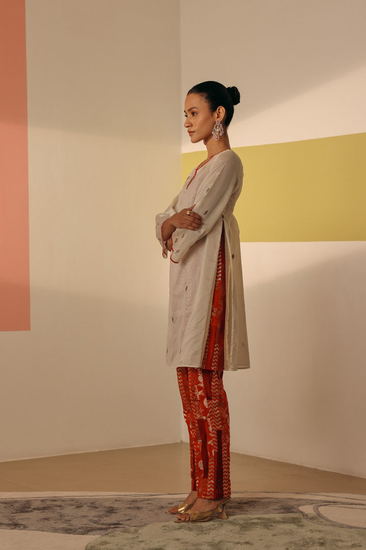 Ivory Silk Chanderi Kurta