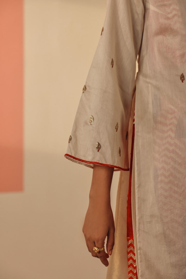 Ivory Silk Chanderi Kurta