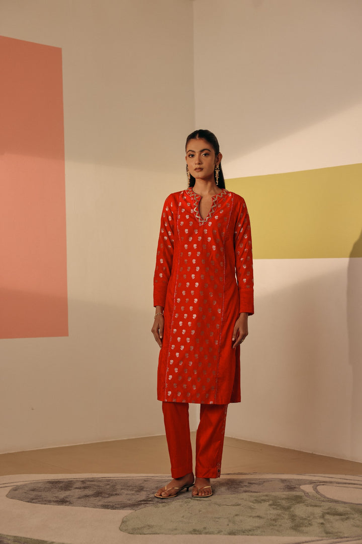 Red Silk Kurta