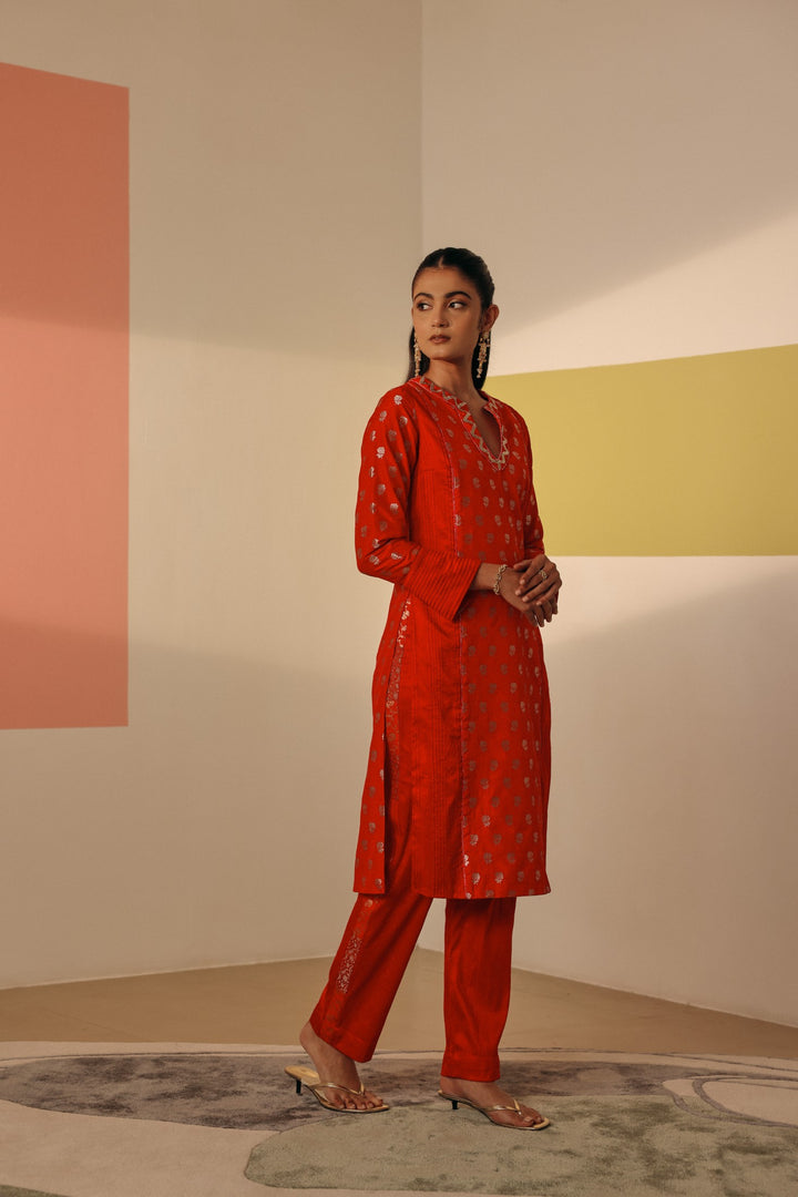 Red Silk Kurta