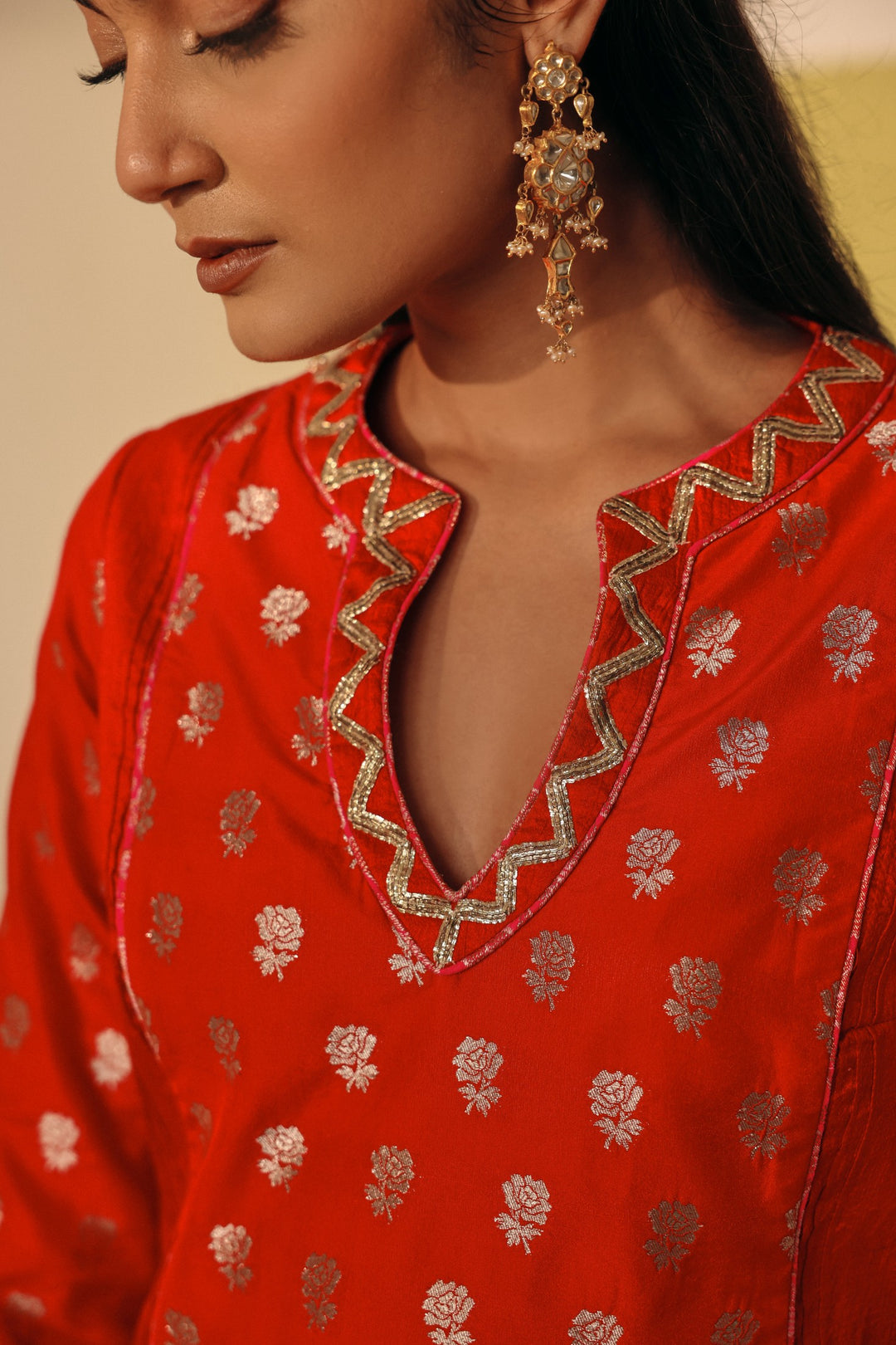 Red Silk Kurta