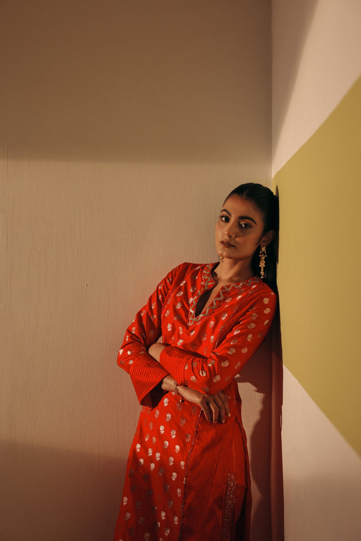 Red Silk Kurta