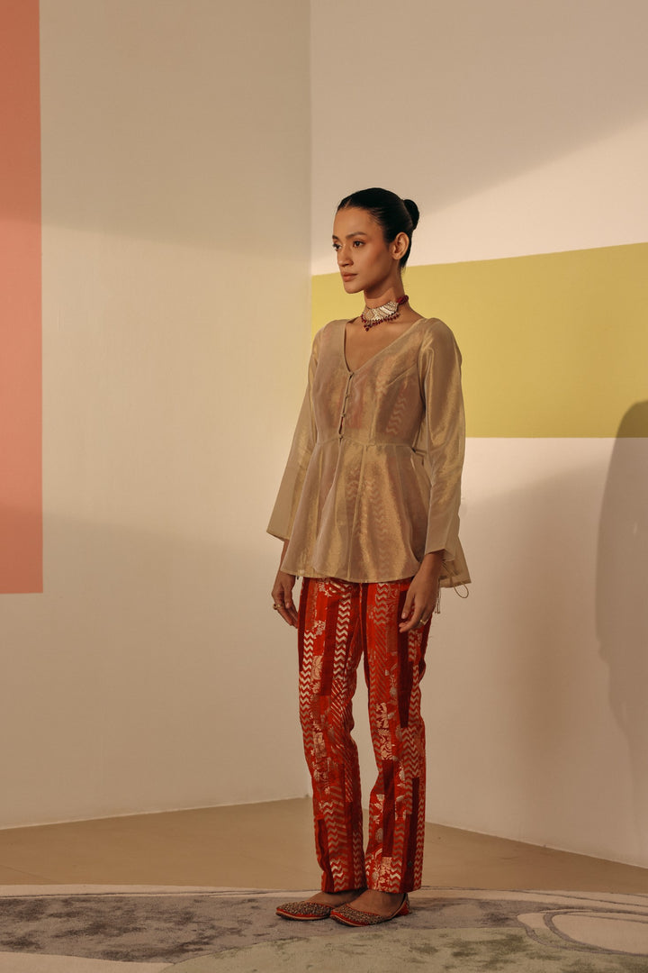 Multi Red Brocade Trouser (Ready To Ship)