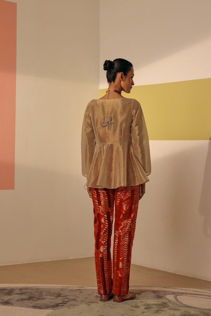 Multi Red Brocade Trouser (Ready To Ship)