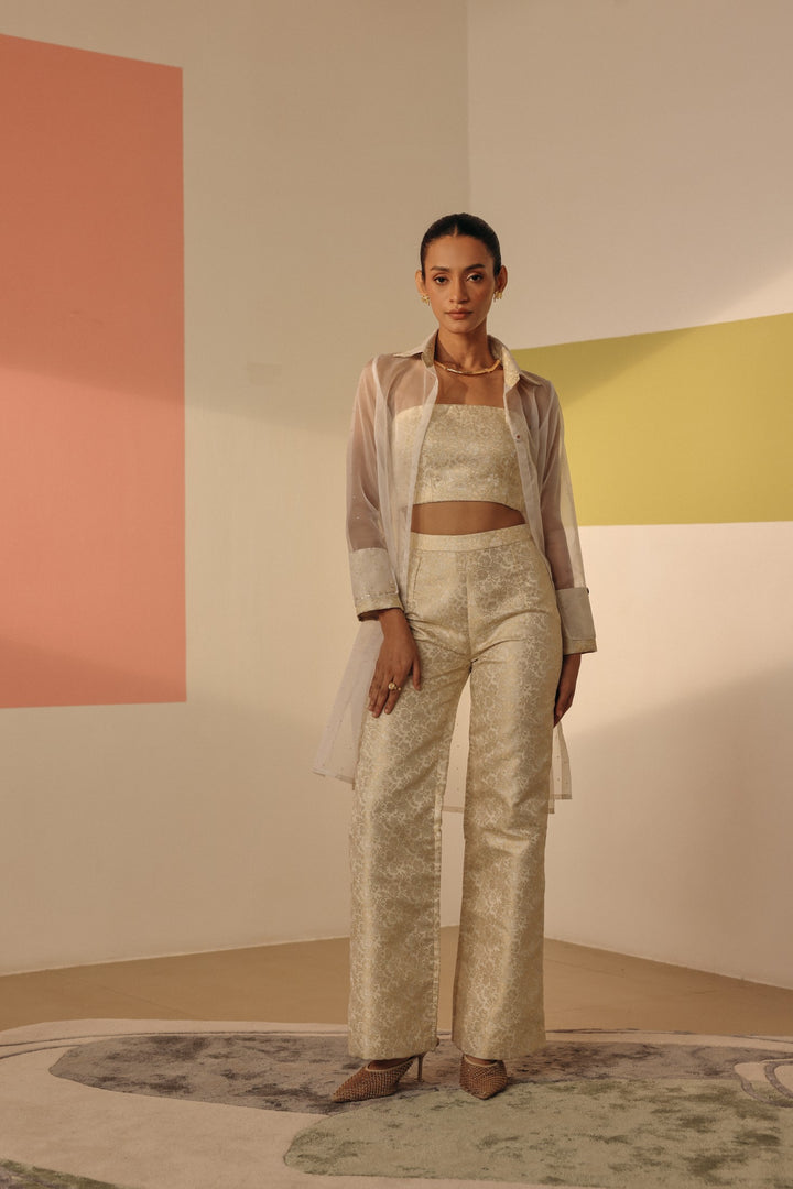 Ivory Brocade Trouser