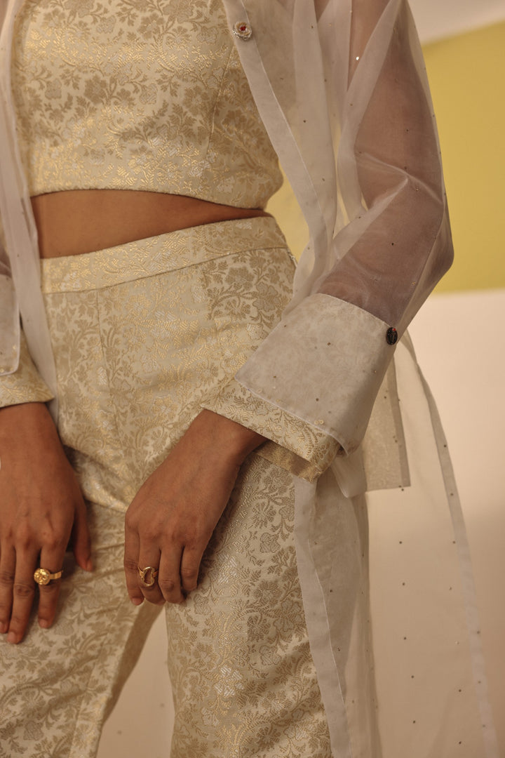 Ivory Brocade Trouser