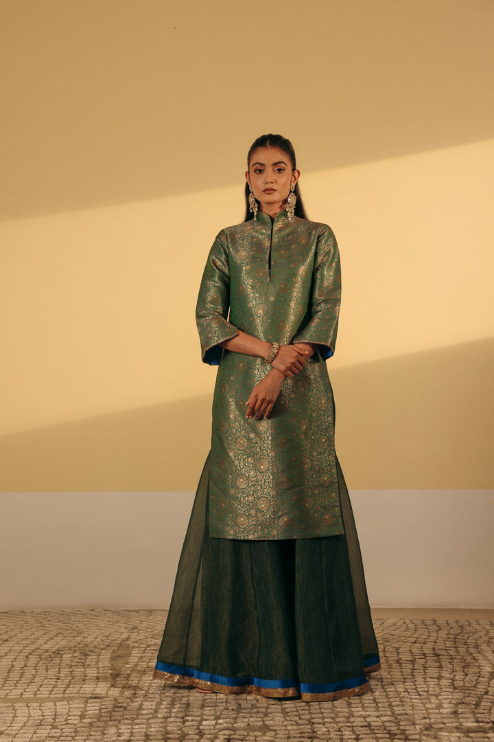 Green Brocade Kurta (Ready To Ship)
