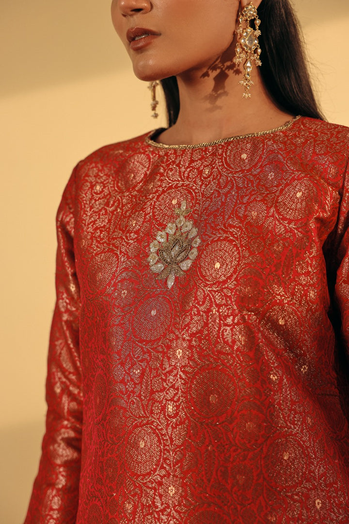 Dark Pink Brocade Kurta (Ready To Ship)