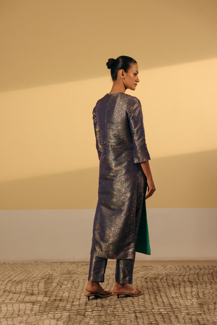 Blue Brocade Trouser