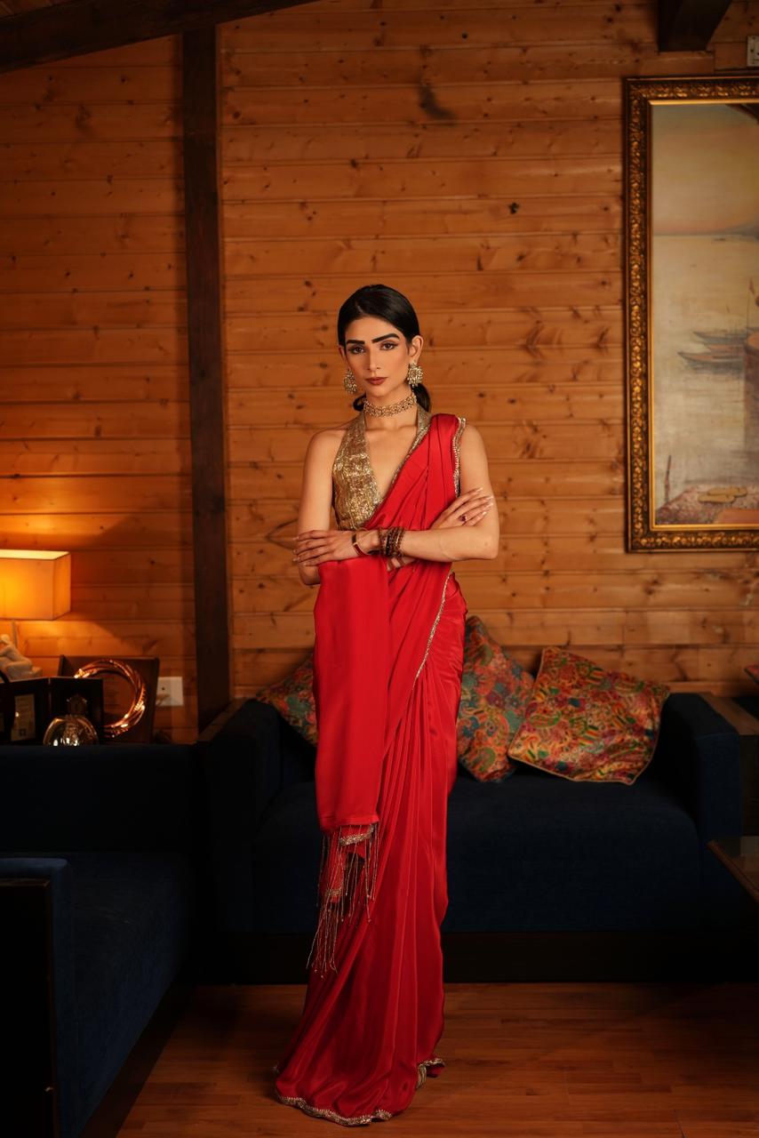Atisha Pratap Singh In Red Crepe Saree