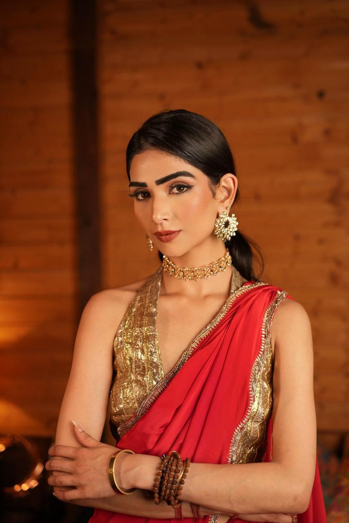 Atisha Pratap Singh In Red Crepe Saree